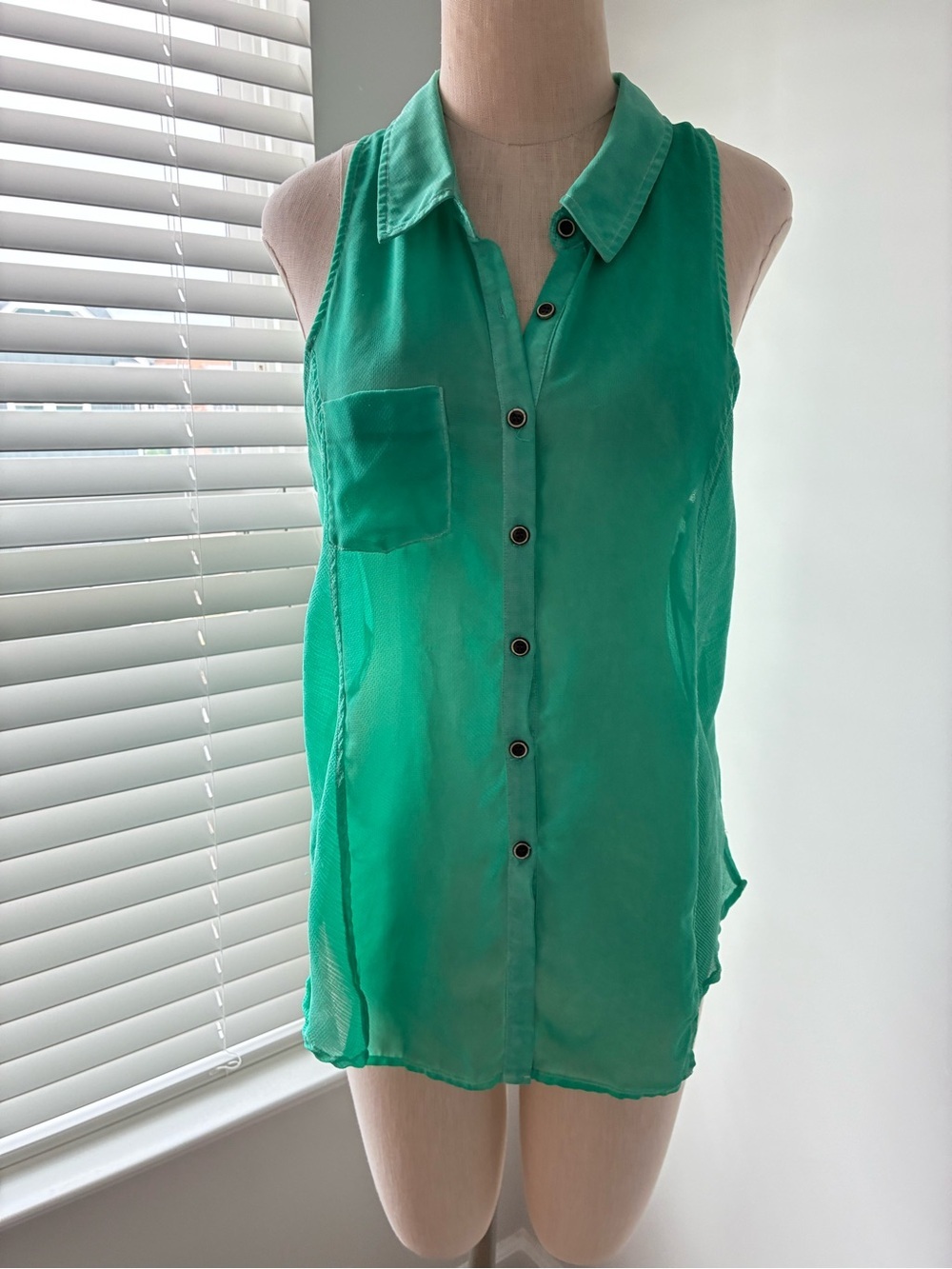 We The Free Green Racerback Sheer Sleeveless Blouse
